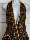 Vintage 70 s Brown Floral Full Apron And 2 Pot Holders In The Pocket