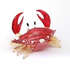 Zoocraft Glass Crab Figurine Red Hand Blown Painted Art Miniature Coastal