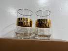 Two  2  Vintage Old Grand-dad Bourbon Whiskey Gold Trim Glasses   Tumblers