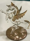 Pegasus Horse Figure Hand Blown Art Glass Figurine Gold Trim 5in Myth Decor Gift
