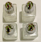 Salt And Pepper Shakers Vintage Square Cube Clear Glass  2  X 1  Set Of 4