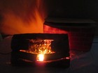 Vtg Real Wood Logs Faux Fire Motion Flames Electric Fireplace Motorized In Box