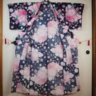 Japanese Yukata Pink Floral Cotton Kimono Summer Festival