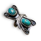 Vintage Native American Navajo Sterling Blue Turquoise Cabochon Size 8 1 4 Ring 