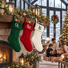 Interlock Monogram Personalized Embroidered Knit Christmas Stocking Green Family