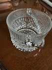 Vintage Ice Bucket Crystal Glass Teleflora With Chrome Handle About 5  D 4  T