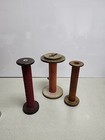 Vintage Large Wooden Spools Lot Of 3 Textile Mill Industrial Farmhouse Cottage