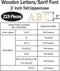 3 Inch 219 Pieces Wood Unfinished Letters Unpainted Wooden Surface Alphabet