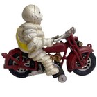 Cast Iron Michelin Tyre Man On Motorbike Bike Man Cave Bar Pub Club Garage - New