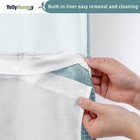 No Hook Shower Curtain With Snap Liner Set And Top Sheer Window 75 x72   cyan 