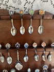 Vintage Usa-shaped Wooden Spoon Rack Collection With 47 Souvenir Spoons
