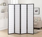 4 Panel Oriental Shoji Screen Room Divider Black Japanese Style Folding Privacy