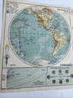 1923  Map Of The World In Hemispheres Physical  Bc  2 3 Old Antique Antiquarian
