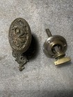 Antique Barrows  Cast Bronze   Brass Oval Door Knob   Matching Rosette