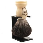 Parker Safety Razor 100  Black Badger Shaving Brush With Ivory Handle   Stand