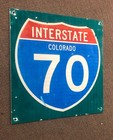 Vintage Retired Interstate 70 Sign Thick Aluminum 20x20 Inches Colorado