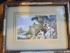 Antique Wooden Mirror Jewelry Box Hand Carved W Glass Picture Victorian Style