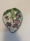 Vintage Chinese Famille Rose Porcelain Peach-shaped Lidded Trinket Box