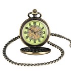 Vintage Mechanical Black Steampunk Skeleton Pocket Watch With Chain For Men
