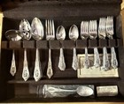 Rose Point By Wallace Sterling Silver Flatware Set For 12 Service 55 Pieces