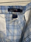 Chaps Golf 78 Men   s Golf Shorts Size 42 Blue white Plaid Flat Front Woven