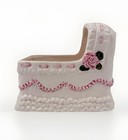 Vintage Ceramic Pink Rose Baby Bassinet Planter Cottagecore Nursery Decor