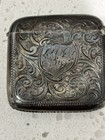 Antique Victorian Sterling Silver  Engraved Match Safe vesta Case