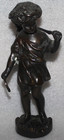 French Style Antique 7-3 4  Bronze Sculpture Boy Gathering Grapes Vtg