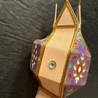 Thai Lanna Style Fabric And Paper Mini Hanging Lantern Ornament Peach Purple 6   