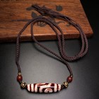 Rare Tibetan Buddhism Agate 2 Eyes Totem Dzi Bead Amulet Necklace Pendant G1710