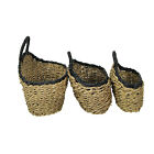 Set Of 3 Woven Seagrass Baskets Decorative Rustic Home Storage Decor Organizer
