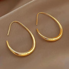 Vintage Glossy Minimalist Hoop Earrings Copper 18k Gold Plated Jewelry Women