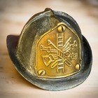 Fire Helmet Cast Iron Bottle Opener With Zinc Embossed Plate