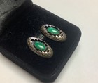 Cp Signed Navajo Sterling Silver 925 Drop Stud Earrings Turquoise Southwestern