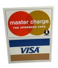 Vintage 1970 s Visa Master Charge Credit Card Plastic Tent Sign Advertising