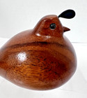 Vintage John Bennett Walnut Wood Quail Carving Sculpture Hand Signed 4 1 4 Inch