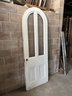   Antique Circle Top Door Distorted Glass   31 75 X 89   Architectural Salvage