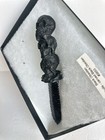 Knife Ritual Dagger In Black Obsidian Skulls Carved  - Ritual Item 8     20