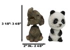 Whimsical Elephant Panda Black Bear And Wolf Set Of 4 Mini Bobblehead Figurines