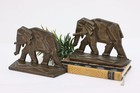 Pair Of Antique Art Deco Bronze Elephant Sculpture Bookends  53791