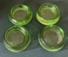 1930 s Vtg Hazel Atlas Green Uranium Glass Furniture Coasters Casters Set Of 4