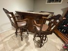 Antique Style Marble Top Bar With Barstools
