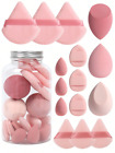 15 Pcs Makeup Sponge Set With Storage Jar - Powder Puffs