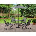 6-piece Outdoor Patio Dining Set W  Foldable Chairs Square Table Umbrella New