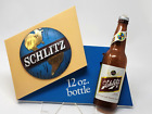 Vintage Schlitz Beer Sign Gold Gilded Plastic Bottle 12oz Blue Globe Brewing