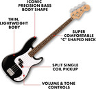 Fender Squier Debut Precision Bass Guitar Black Matte Beginner Model P-bass