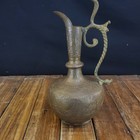 Antique Brass Indian Ewer Pitcher Cobra Twist Handle Elegant Decor