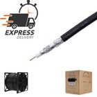 Rg6 1000ft Cable Bulk Coaxial  Wire Quad Shield 18awg Black Coax Satellite Tv