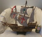 Vintage Wooden Sailing Ship Model Santa Maria 1492 Christopher Columbus Boat Ec