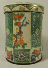 Vintage Daher Tin Floral Bird Round Lid Canister Storage Blue Green 4 75 England